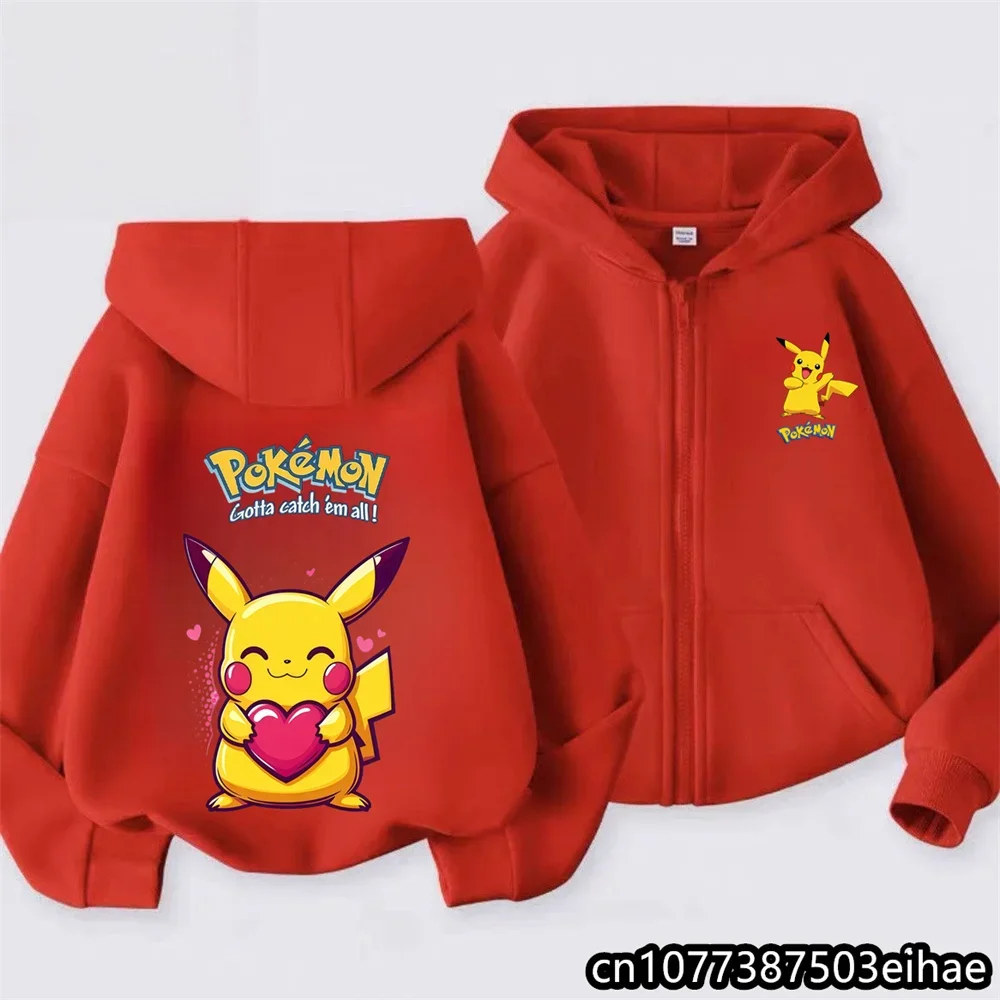 New Kids Zip up Hoodie Jacket Streetwear Fashion Japanese Anime Pokémon Printed Casual Sweatshirt Zipper Coat for Boys And Girls