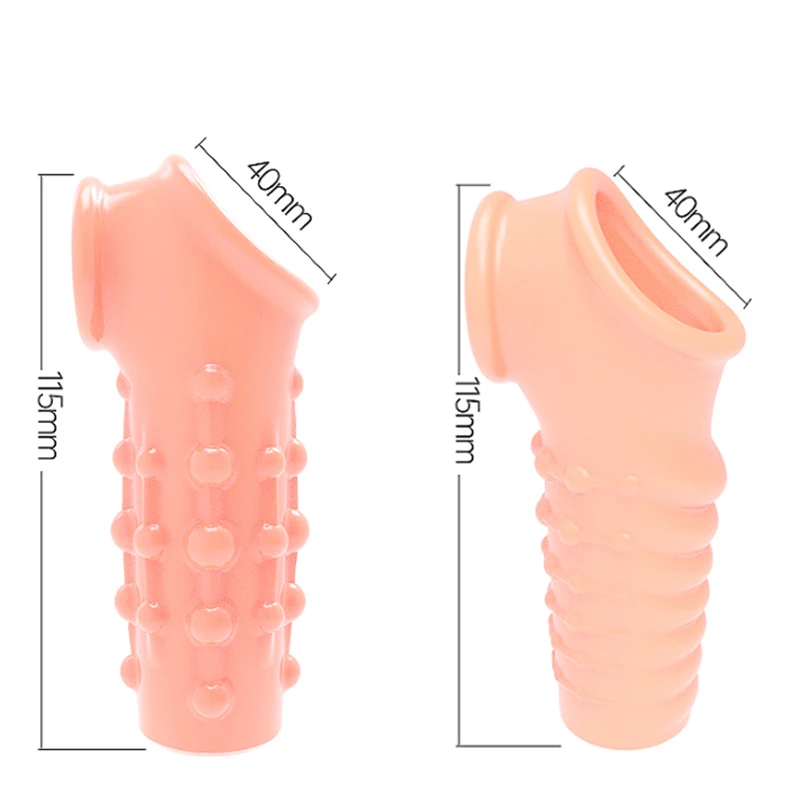 Silicone Penis Extender Silicone Condoms Sleeve Dick Cover Enlargement Cock Ring Stimulate G-spot Erotic Adult Sex Toys For Men