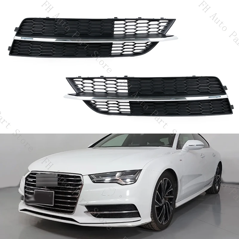

For Audi A7 S7 Sport Version 2015 2016 2017 2018 Front Bumper Fog Lamp FogLight Grille Cover Frame Bezel Grills