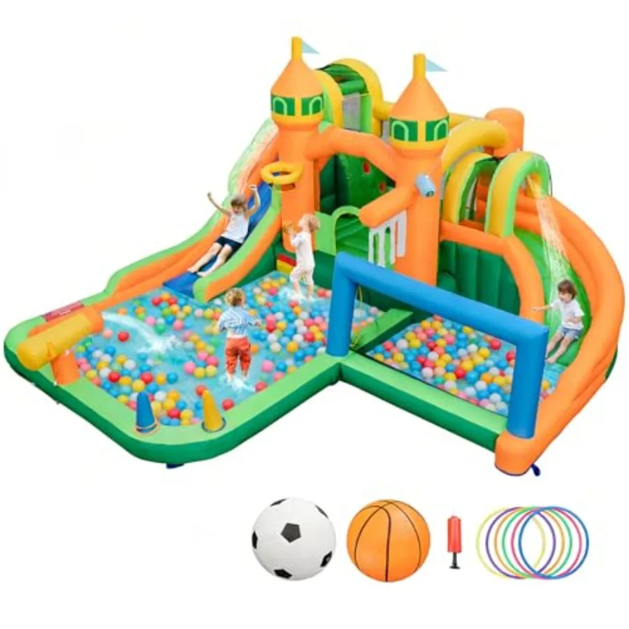 

Inflatable Water Slide 9 in 1 Dual Slides Water Park Jump Castle Water Soccer Big Splash Pool Water Slides Inflatables for Wate