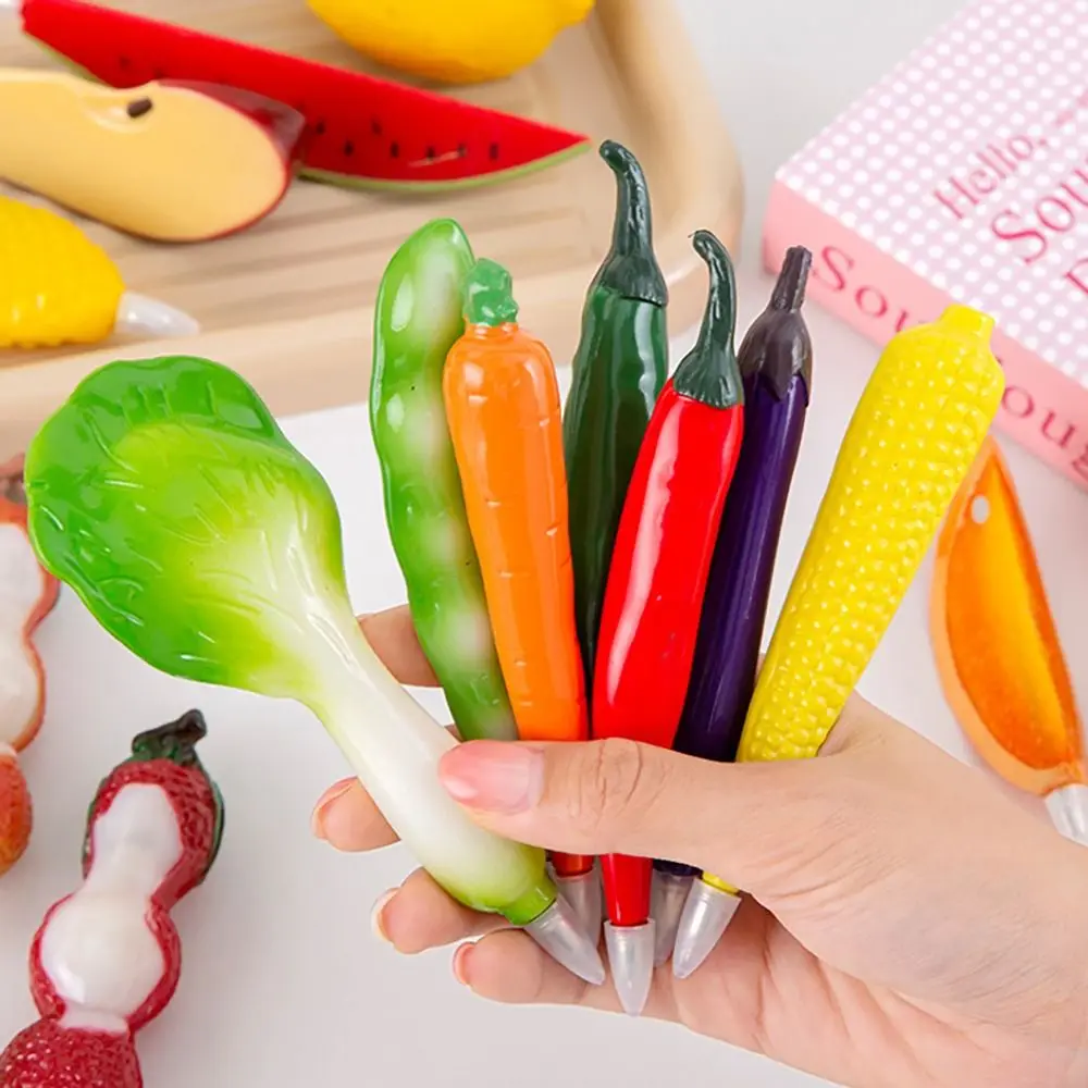 Creative Simulated Vegetable Fruit Ballpoint Pen Magnetic Quick Drying Gel Pen 0.7mm Black Ink Signature Pen Gift