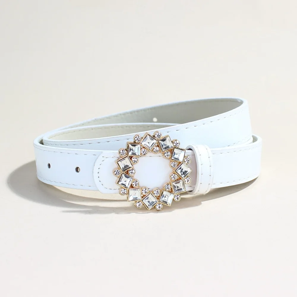 Hohle Legierung mit Diamanten Gürtel Vintage Strass Schnalle Wildleder Gürtel für Frauen Casual Vielseitiger PU Taille Gürtel – Detail 12