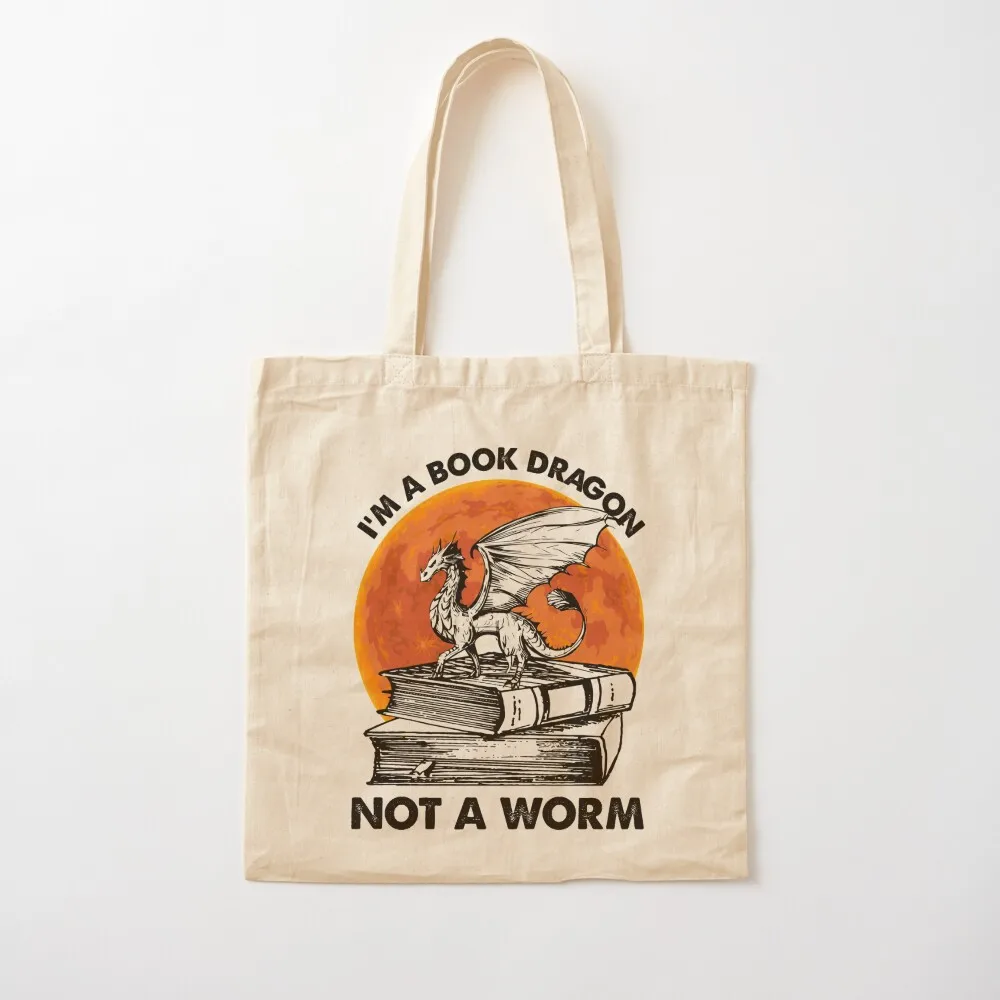 I'm A Book Dragon Not A Worm Tote Bag Custom bag Canvas bag for women canvas tote bags handbag
