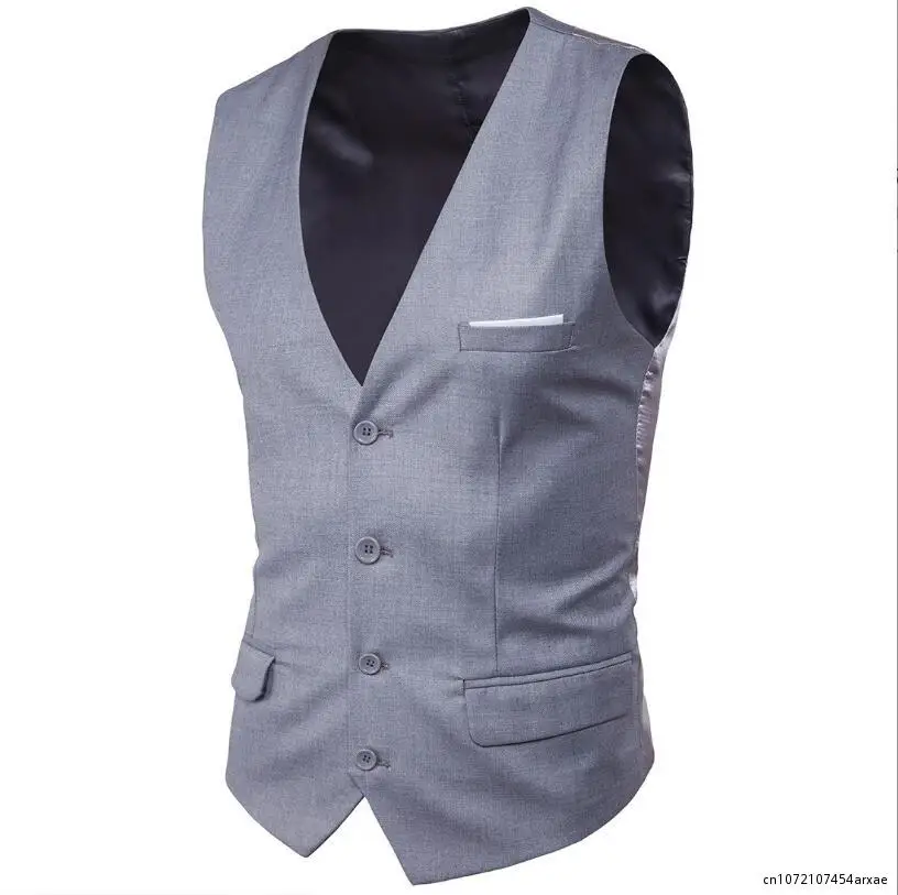 

Men Navy Blue Suit Blazer Vest Waistcoat New Slim Fit V Neck Tuxedo Vest Men Formal Business Smart Casual Gilet Homme