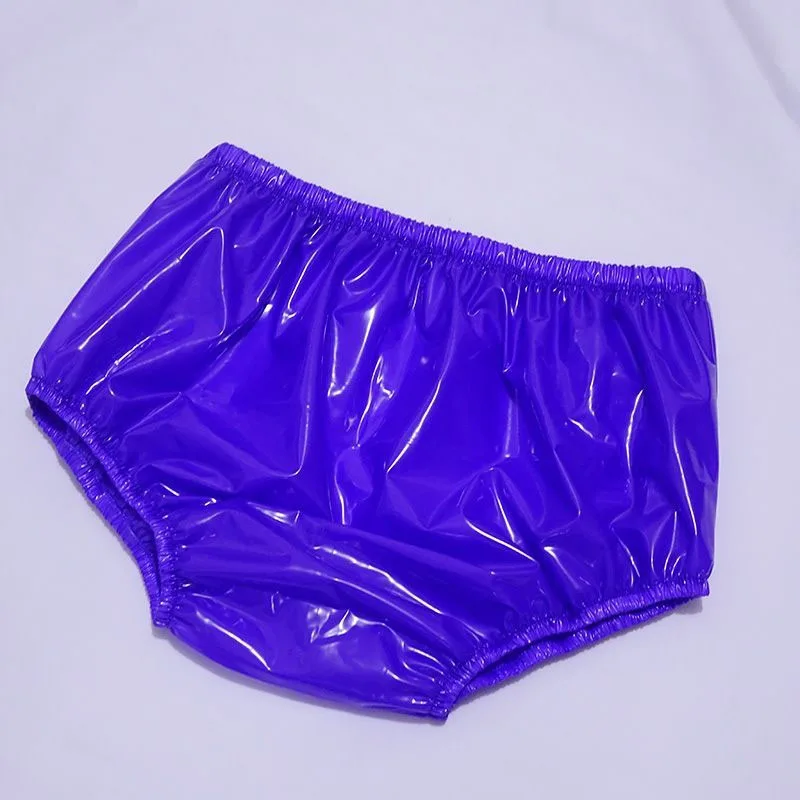 ABDL Blue PVC Transparent Thick Plastic Underpants High Waist Waterproof Loose Soft Silent Diaper Briefs Incontinence Panties