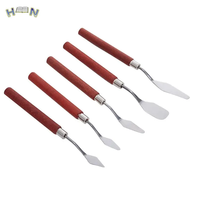 5Pcs Stainless Steel Artist Painting Palette Knife Spatula Oil Painting Paint Art Craft Metal Spatula Set Perfect Practical