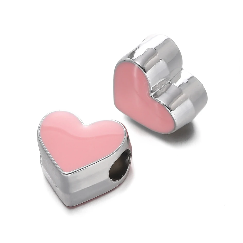5 teile/los Bunte CCB Herz Perlen Großes Loch Spacer Lose Perlen für Armband Halskette Schmuck Machen Zubehör Liefert