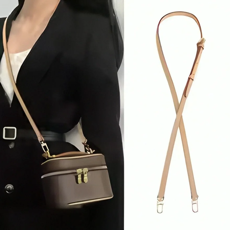 Thin Vegetable Tanned Leather Shoulder Strap Adjustable Crossbody Replacement Strap For Women Box Handbag Cosmetic Case Purse Repair Parts