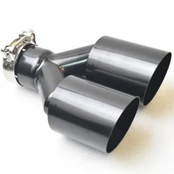 304 stainless steel automotive parts universal import dual rear exhaust tailpipe electrophoresis black muffler outlet tip