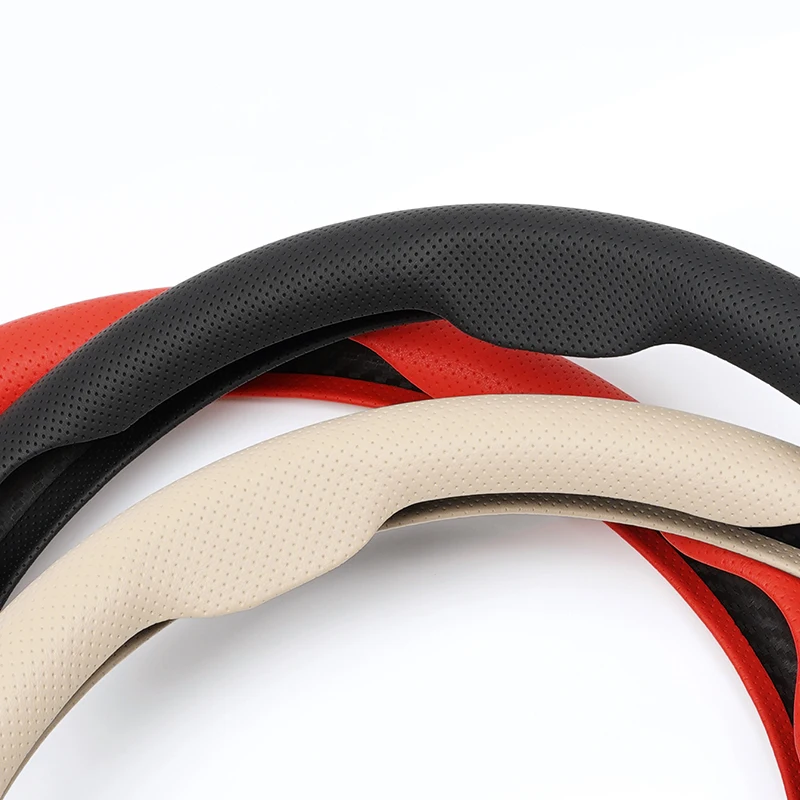 Leather Car Steering Wheel Cover Lightweight Breathable Anti-Sweat For Alfa Romeo Junior Tonale Stelvio Giulia Quadrifoglio 4C