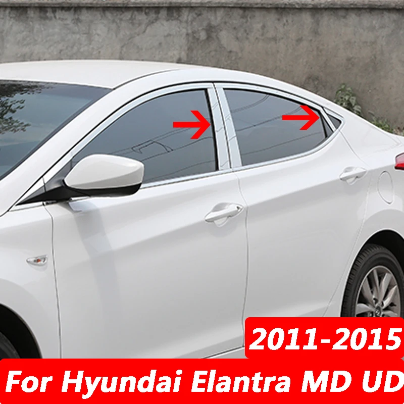 For Hyundai Elantra MD UD 2011-2015 Car Stainless Steel Middle Central Column Window Trim B C Pillar Chrome Sticker Accessories