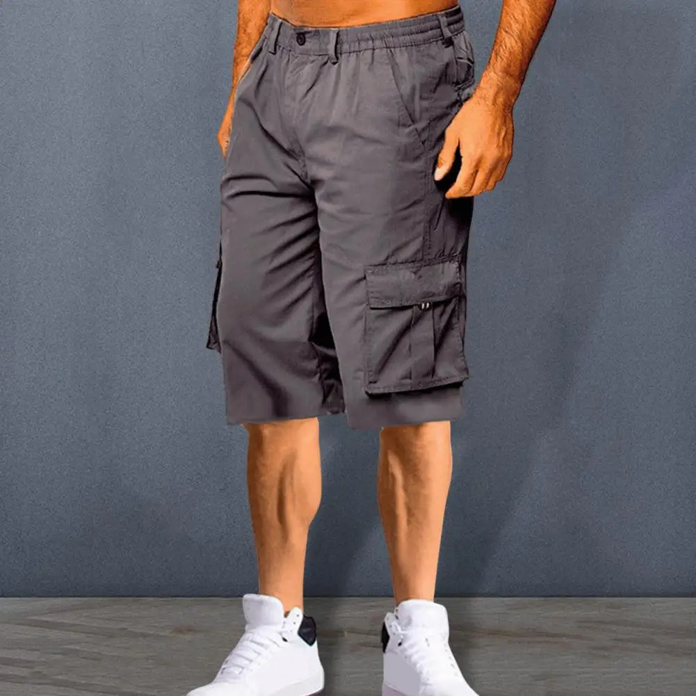 Pantalones cortos transpirables ligeros para hombre, Shorts informales versátiles, cintura elástica, múltiples bolsillos, pierna recta para verano, Fitness, Playa