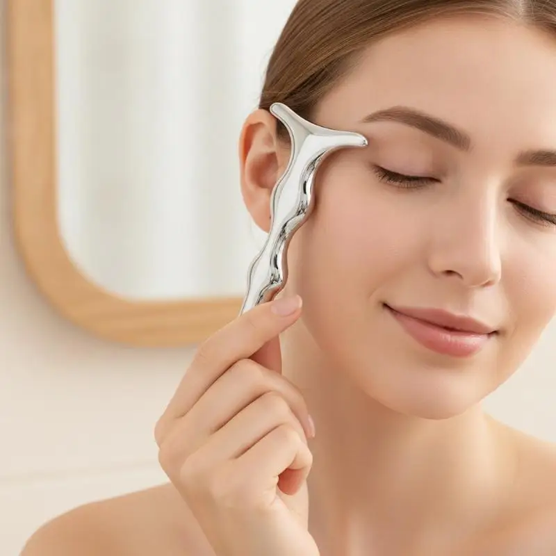 Facial Reflexology Massage Tool & Gua Sha Set Double Head Face Massager for All Skin Types Home SPA Anti-Aging Skin Care