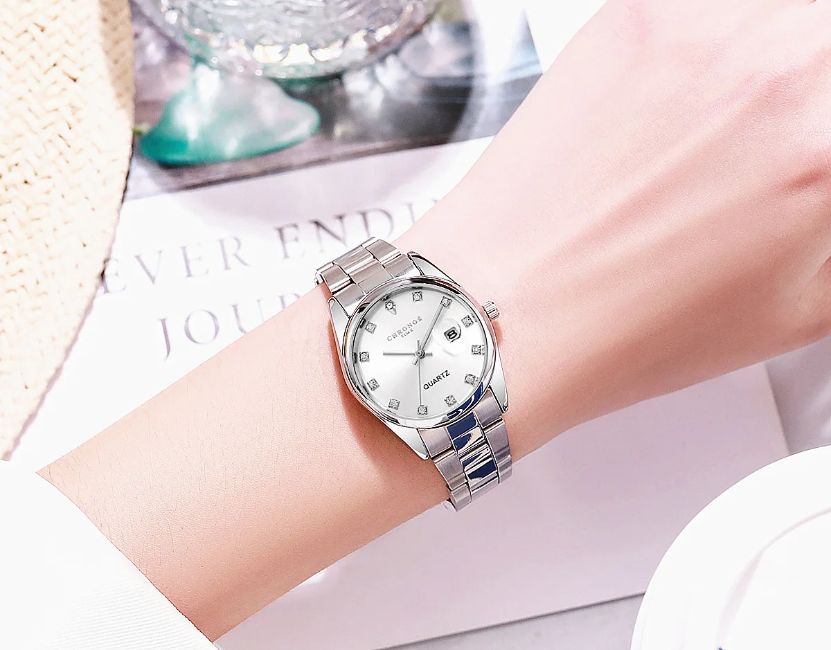 CHRONOS Women\'s Wristwatch Luxury Fashion Stainless Steel Watch for Ladies Elegant Waterproof Quartz Watches Gifts Reloj Mujer