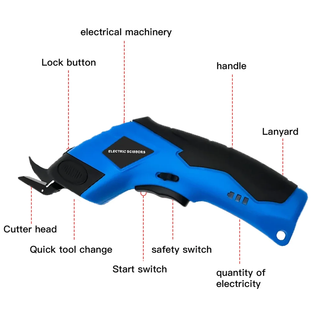 Portable Electric Scissors Handheld Cloth Fabric Leather Cutting Machine Rechargeable Sewing Cutting Knife Household Power Tool