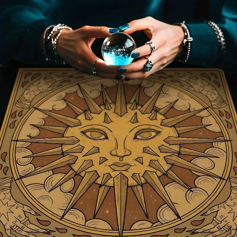 VIKAMA Twelve Palaces Star Chart Tarot Tablecloth, Mystical Divination Altar Cloth Ritual for Spiritual Decor, Witchy