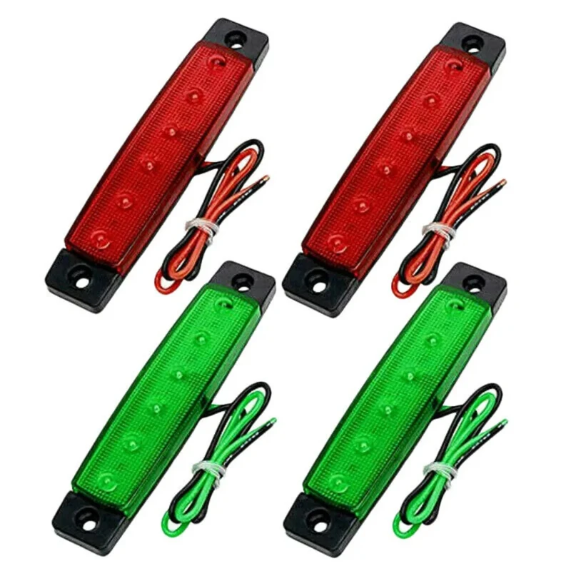4PCS LED Marine Boat Navigation Lights DC 12V-24V Green Red Stern Light Waterproof Yacht Signal Stern Lights Lamp for Sailbo