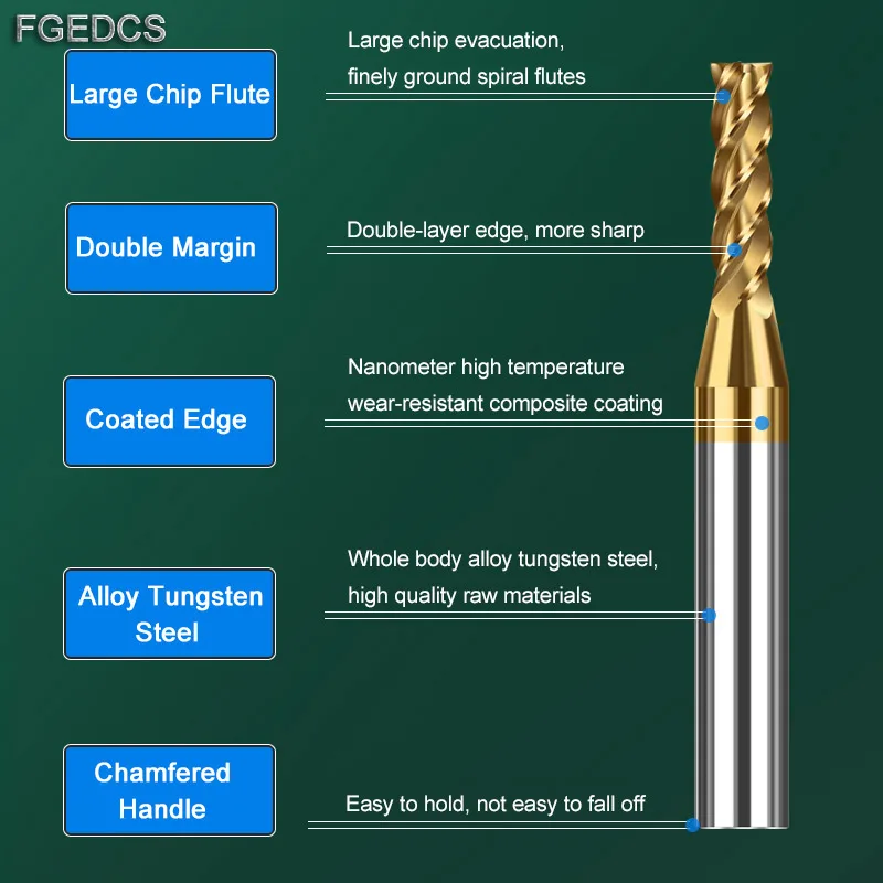 1 End Mill 0.5mm 2mm 0.3mm 0.8mm 4mm 6mm HRC60 4 Flute Extended Long Edge Tungsten Steel Carbide Cutter CNC Milling Cutter Tools