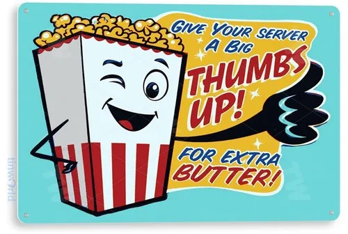 TIN SIGN Thumbs up Popcorn Metal Décor Wall Art Theater Kitchen Store Bar A652 --Tin Sign