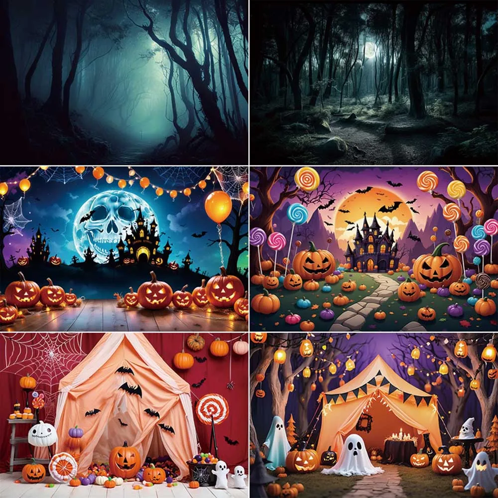 

MOON.QG Halloween 2025 Party Photography Backdrop Children Cartoon Banner Photozone Background Photo Studio Photobooth Props