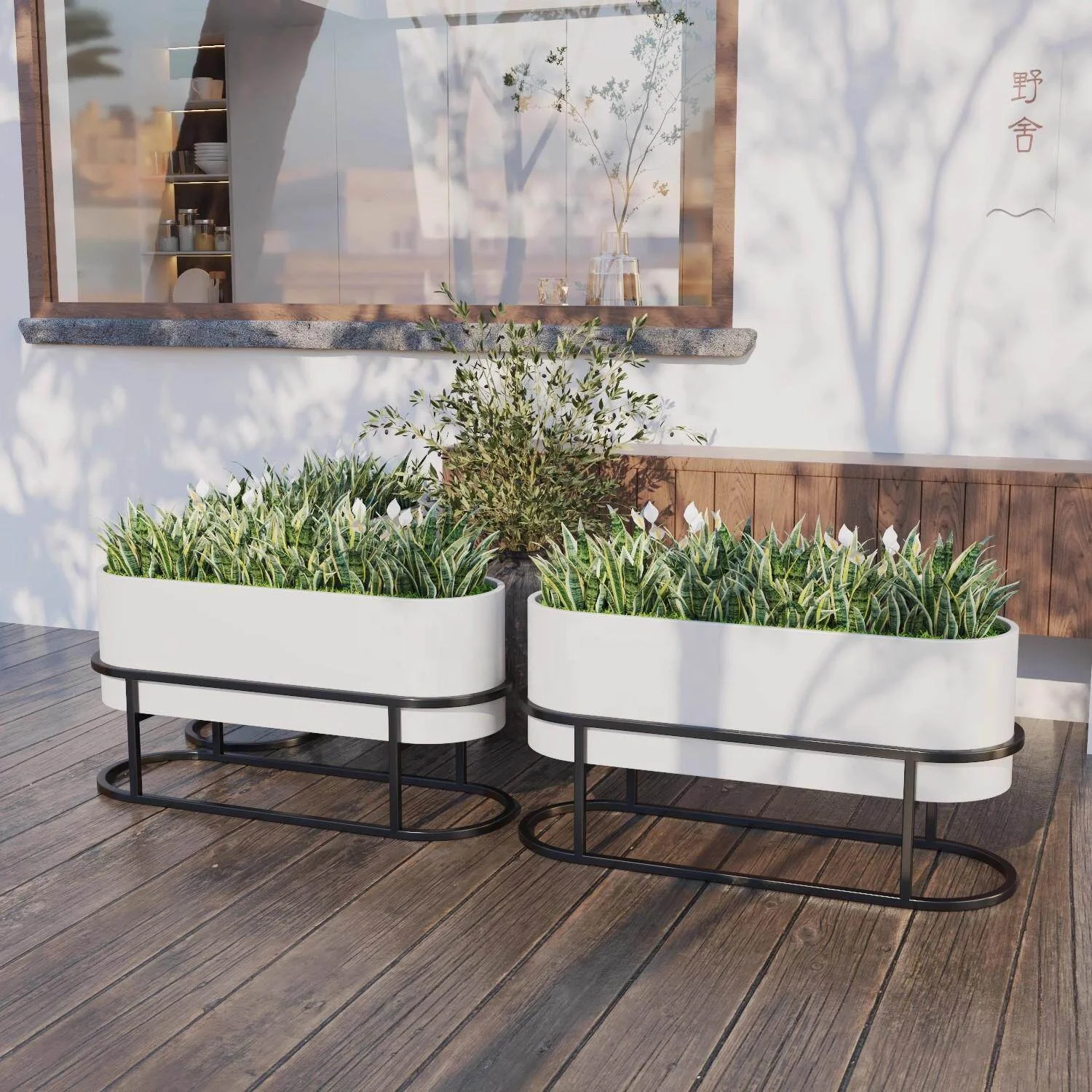&Outdoor Wrought-Iron Flower Beds Partition Planters Commercial Street Railings Customizable Outdoor Furniture Dining Store