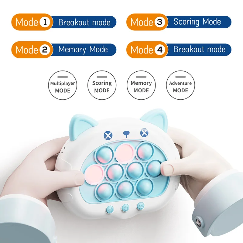 Electronic Popping Fidget Game - 3 Colors Quick Push Bubbles, Sensory Stress Relief Toy Gift for Kids