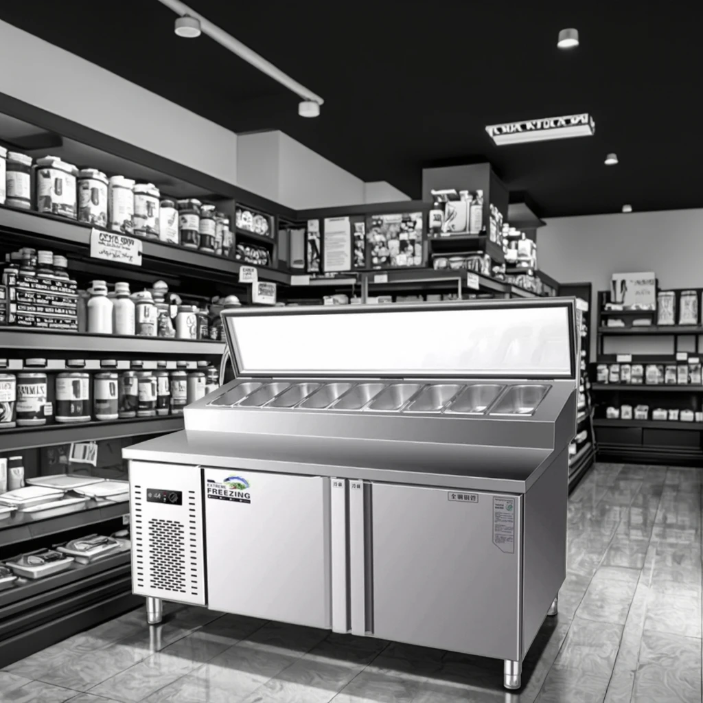 

Factory Sale Pizza Sandwich Prep Table Refrigerated Counter Top Salad Refrigerator