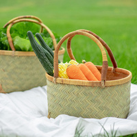 Carrying Basket Storage Frame Small Woven Seagrass Bamboo Handmade Outdoor Fruit Vegetable Shopping Flower Picnic Wedding Party