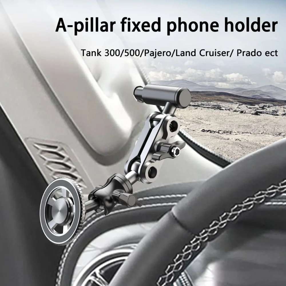 Suporte magnético para celular com rotação de 360 graus, autoadesivo, removível, para carro, telescópico e dobrável.