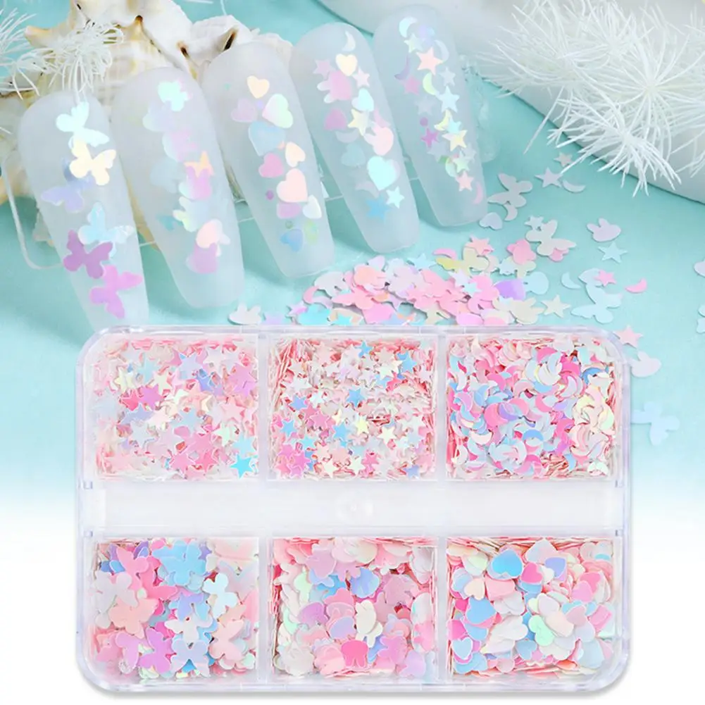 Nail Sequins Nail Art Sequins Valentine's Day Gift 3d Nail Glitter Sequins in Star Moon Butterfly Bunny Heart Shape for Face