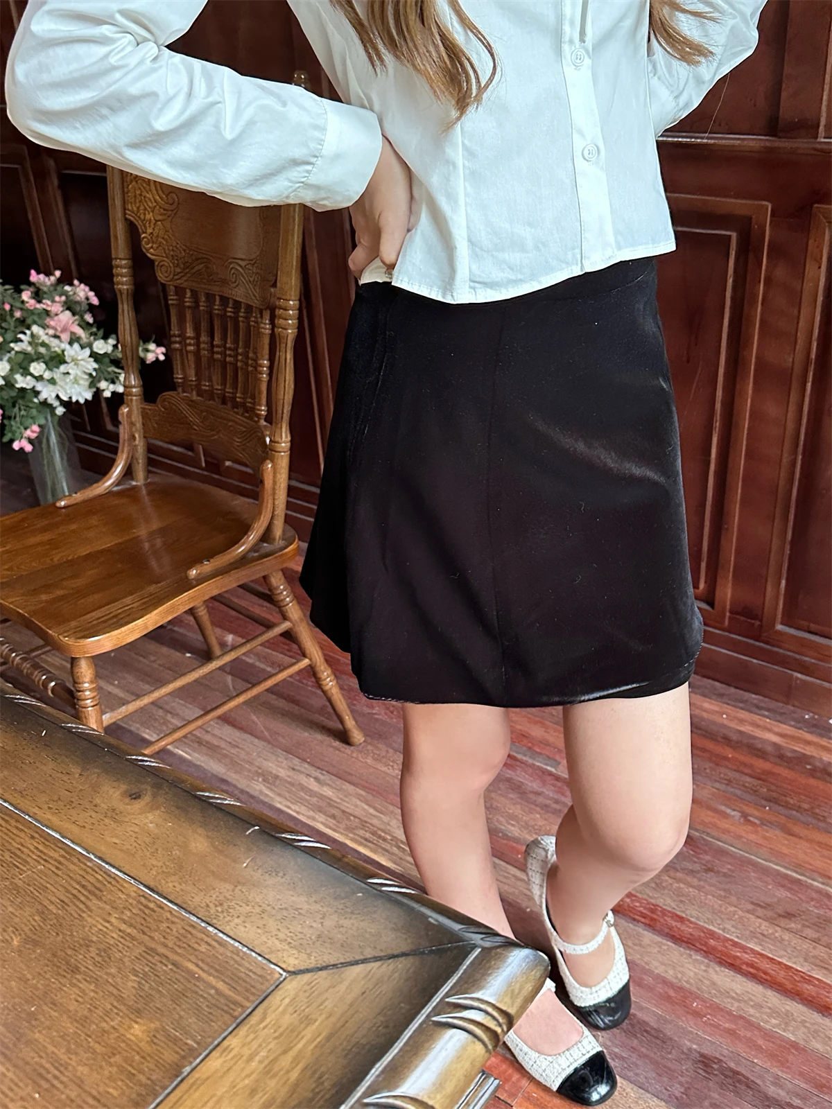 

Юбка LXLILIUM из черного бархата А-силуэта для женщин, осенняя коллекция, длинная, модная, элегантная, простая, стильная