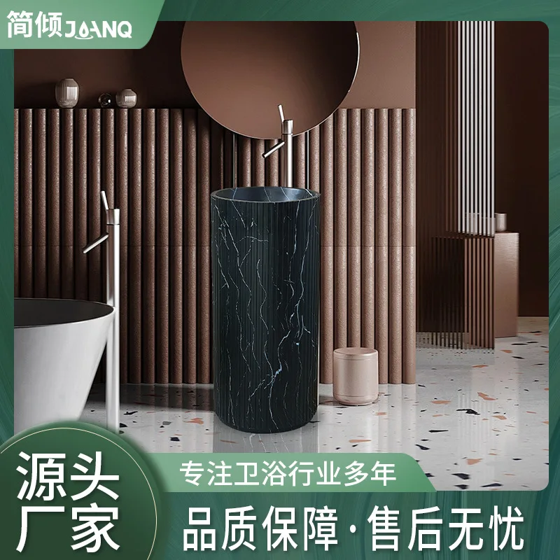 

Creative integrated column wash pool hotel villa project with art column basin water transfer artificial stone column basin