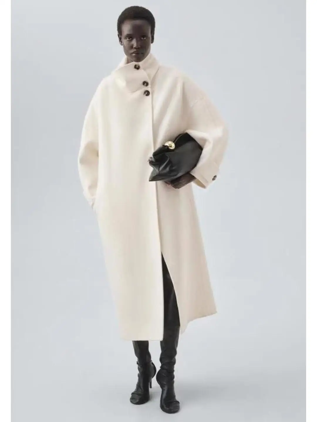 

Long Coat Jaet Street Sle Thiened Winter Commuting Design Cigarette Holder Collar Women's Faion Outerwear Coat