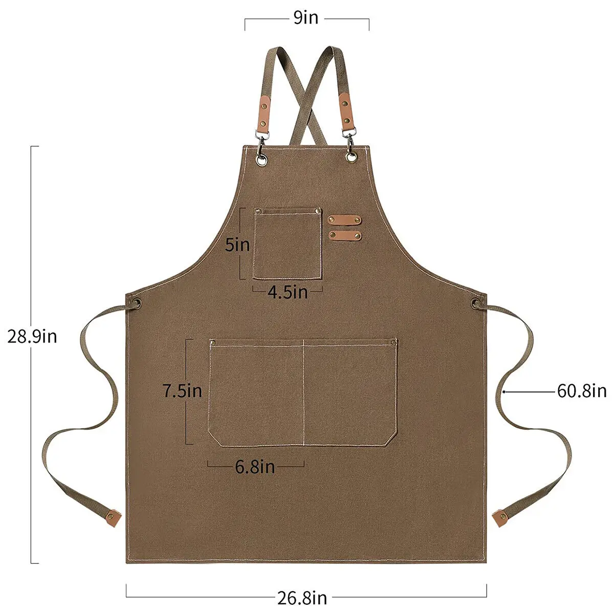 Kitchen Thicken Canvas Apron For Woman Men Waterproof Stain-Resistant With Pockets Cooking Apron Woodworking Painting Work Apron