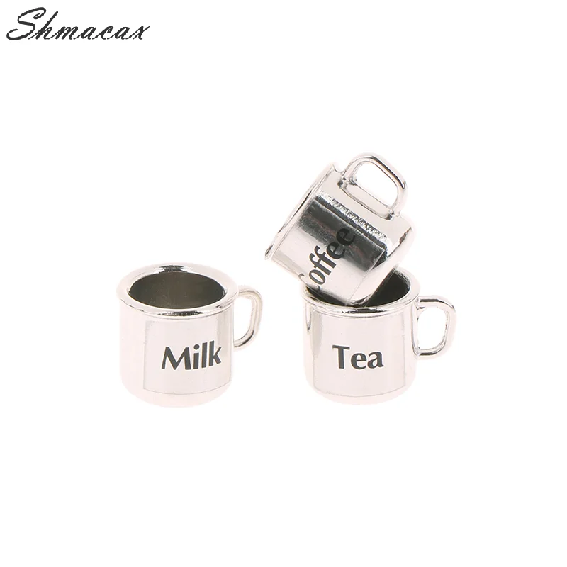 Mini Metal Coffee Tea Cup Modelo, Dollhouse Cozinha Acessórios, Dolls House Decoração Brinquedos, Alta Qualidade, 1:12, 1Pc