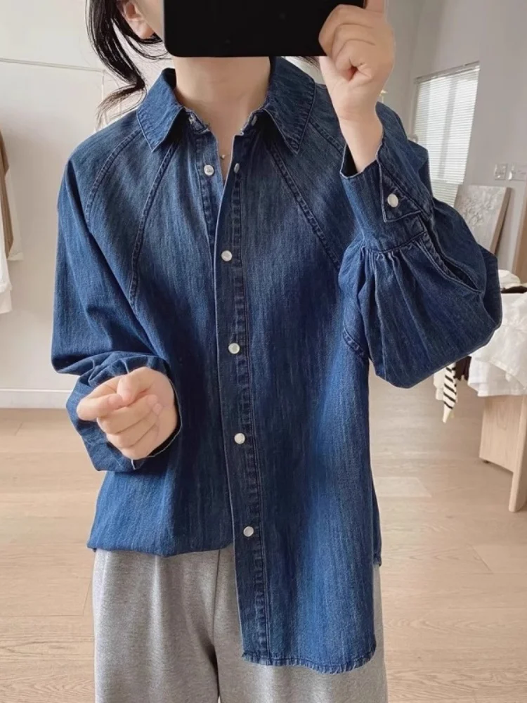 

Облегающий эластичный джинсовый женский длинный све, повседневный универсальный базовый слой, топ, винтажный топ на пуговицах с водной талией