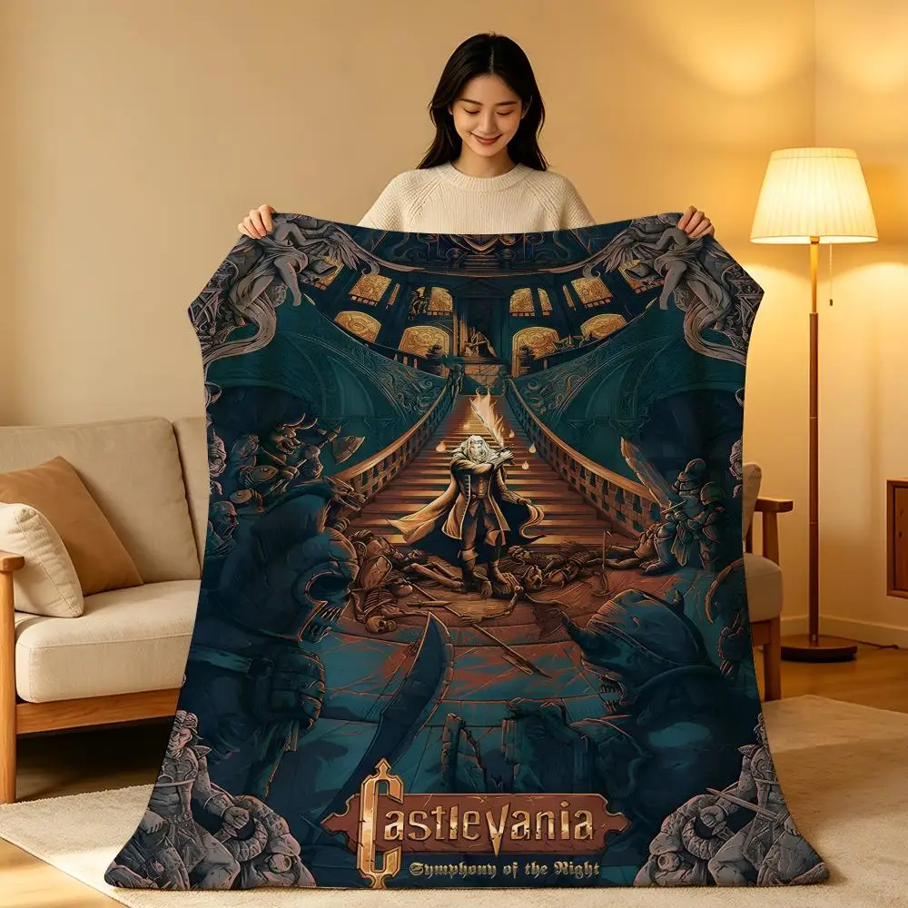 Game C-Castlevania Throw hot High-Density Short Plush Blanket Soft Skin-Friendly for Sofa Nap Air-Conditioned Room