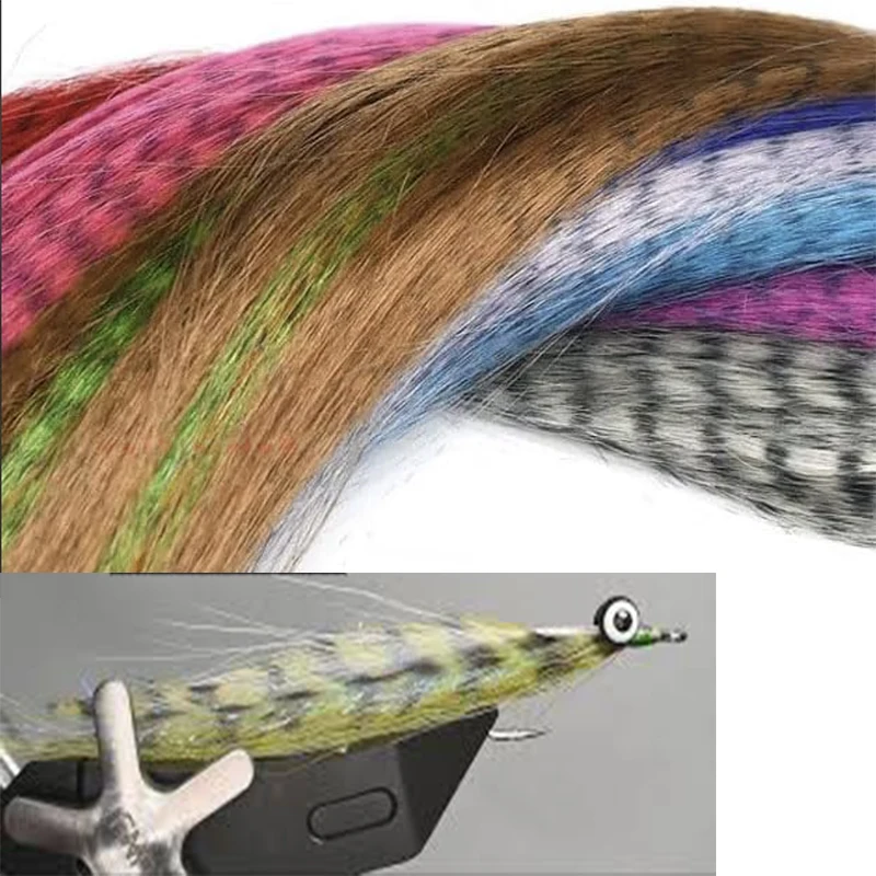 10 Optional Colors Zebra Grizzly Fly Tying Minnow Fibers Black Barred Synthetic Hair Fibers Pike Streamers Fly Tying Fmaterials