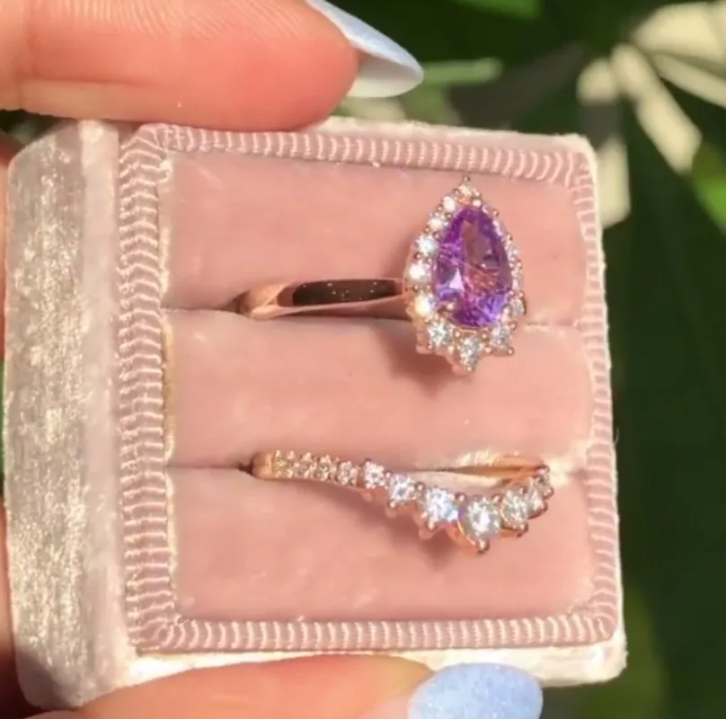 New Engagement Rings for Women  Jewelry Fresh and Versatile  Classic Pear-shaped Pink Casual and Trendy Zircon Set Ring image 4