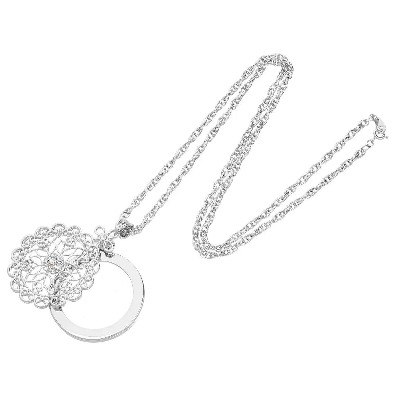 Necklace Magnifier 3X Magnification Lens Pendant Chain for Jewelry Reading Books Seniors Crafting Travel Sweater Necklace Style