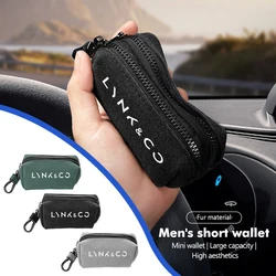 Car Portable Short Wallet Credit ID Card Coin Zipper Purse For LYNK&CO 01 Phev 02 03 Phev 03+ 05 06 09 PHEV 09 MHEV