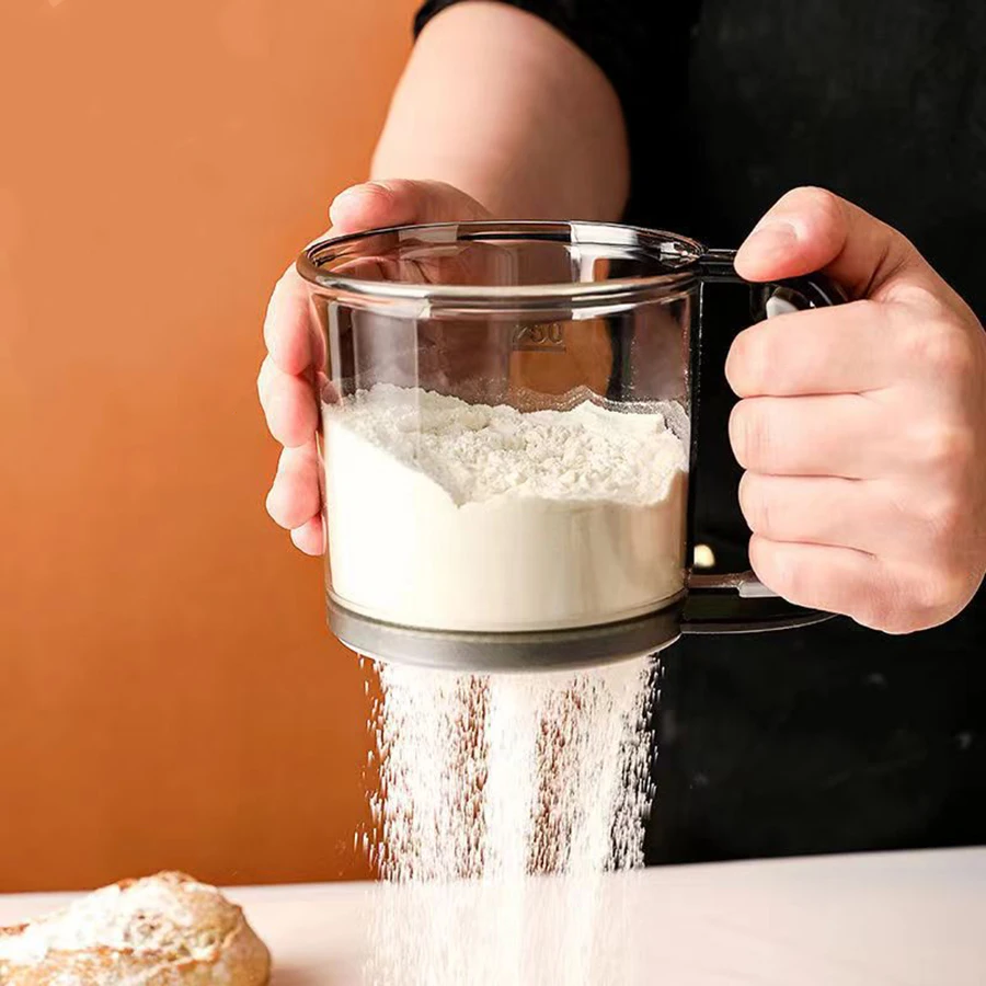 1PC flour through sieve sieve cup household baking hand-held flour fine sieve sieve powdered sugar baby food filter sieve