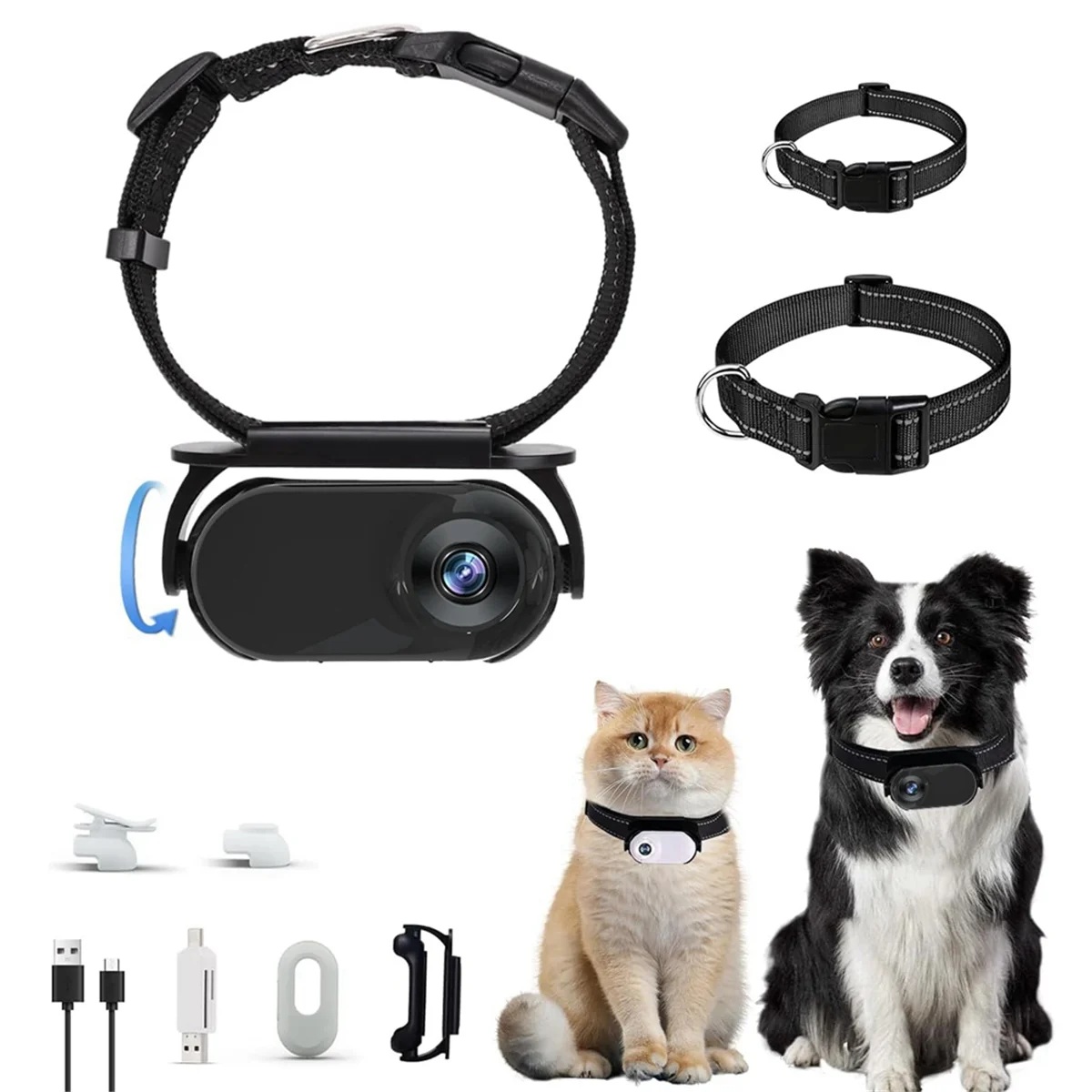 Excellent! Pet Collar Camera for Pet Camera and Monitor with Wide Angle Lens, Mini Portable Stabilized Sports Body Camera Black