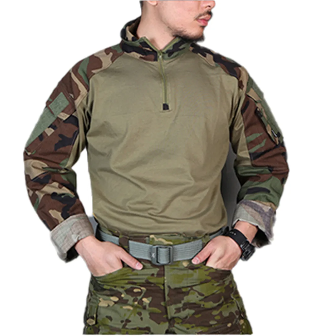 Koszulki taktyczne Emersongear E3 Combat Męskie ubrania myśliwskie BDU Topy Koszulka kamuflażowa z długim rękawem Myślistwo Airsoft Sporty WL