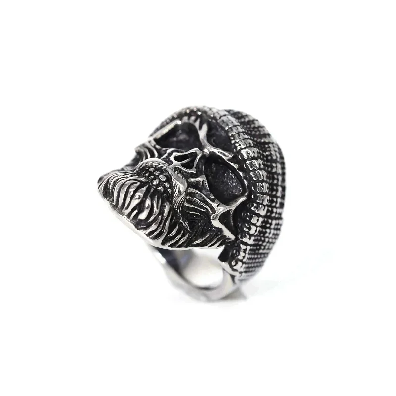 

Gothic Stainless Steel Hat Big Beard Skull Ring Punk Woolen Hat Beard Skull Head Old Man Rings Biker Amulet Jewelry Gift