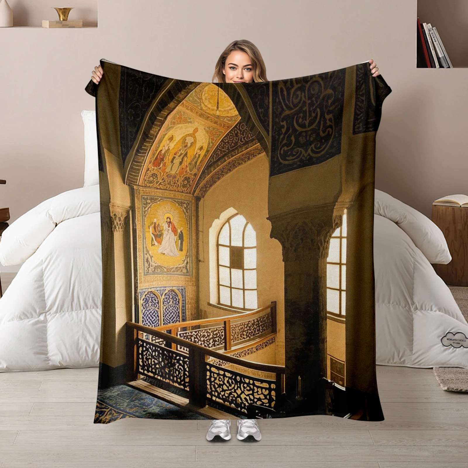 Mosque Interior Middle Eastern Ramadan Blanket Reverent Design Ideal For Loved Ones And Friends Kids