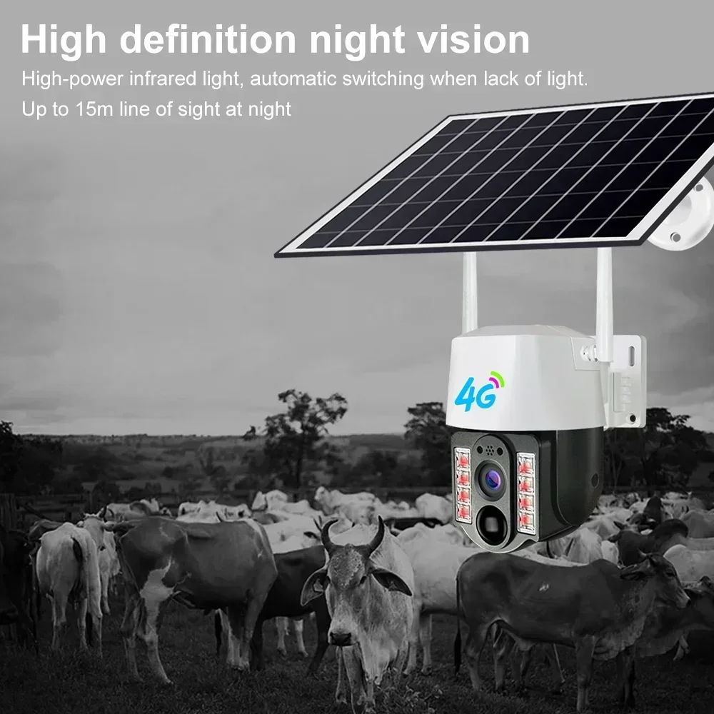 Imagem -04 - Câmera Solar de 8mp Cartão Sim 4g Ambiente Externo Detecção Humanóide Pir Wi-fi Energia Alimentada à Prova Dágua Cctv Proteção de Segurança Doméstica