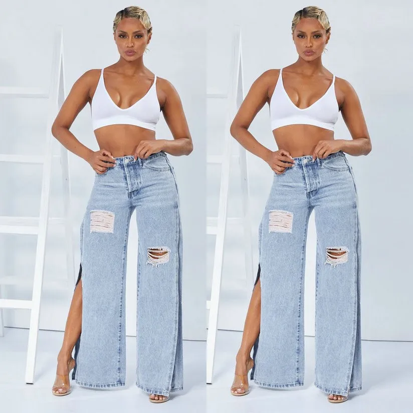 

Джинсы из денима с низкой талией, женские персонализированные джинсы с большим разрезом и отверстием в Юго-Восточной Азии, трансграничный остров тыквы ZT60833