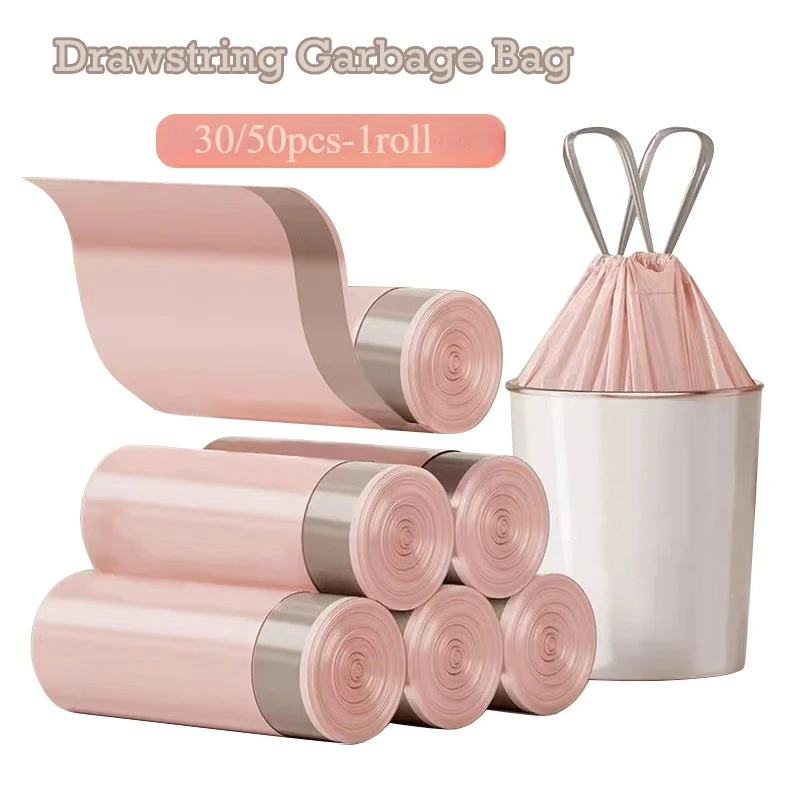 30/50PCS Drawstring Garbage Bag Large Capacity Handheld Trash Bags for Kitchen Bathroom Household Disposable Waste Bags