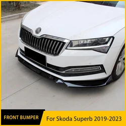 For Skoda Superb Front Bumper Split Lip Body Kit Spoiler Diffuser Deflector 2019-23 High Quality Sports Modification Accessory